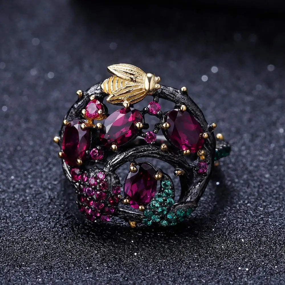 Freyja's Garden 925 Sterling Silver Gemstone Ring