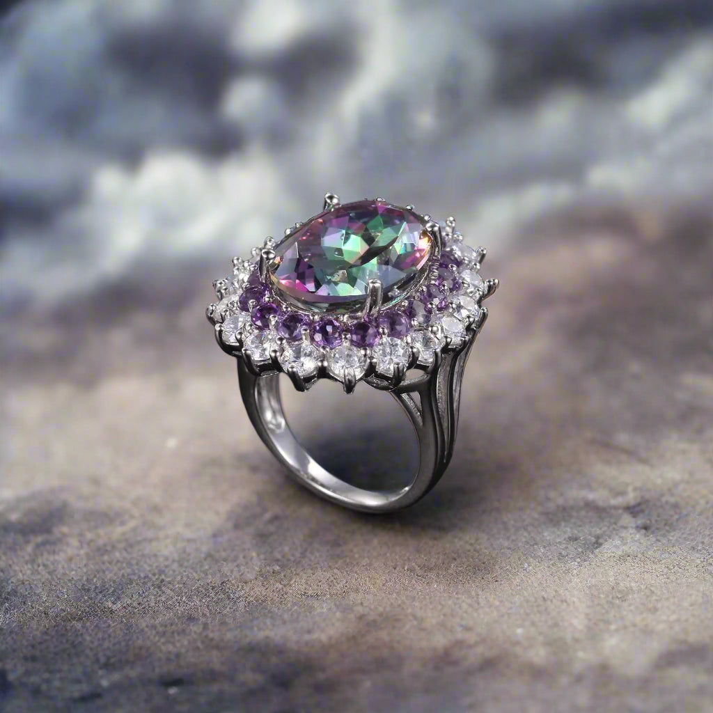 Crown of the Nine Realms Mystic Fire Topaz Gemstone Ring