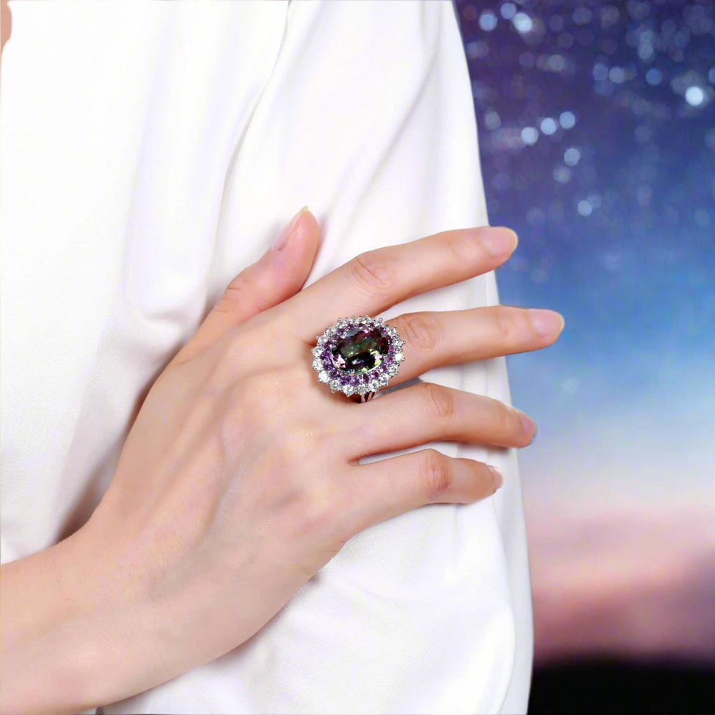 Crown of the Nine Realms Mystic Fire Topaz Gemstone Ring