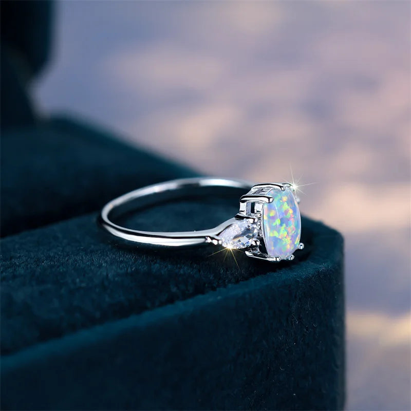 Viking Frozen Flame Fire Opal Norse Ring