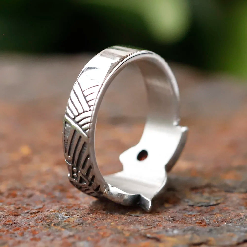 Crimson Howl Fenrir Wolf Viking Ring