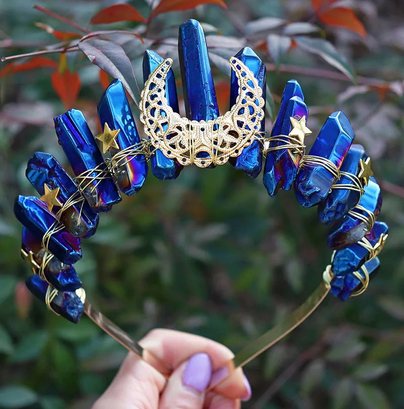 Crown of Prophecy Raw Quartz Crystal Tiara display picture 2