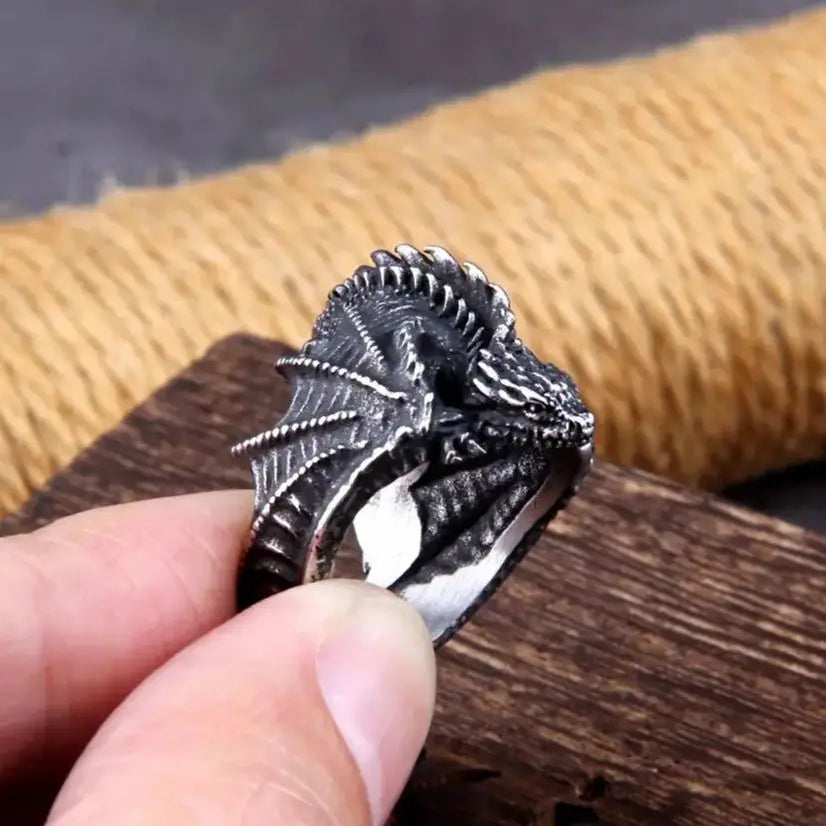Viking Dragon of the Fjords Norse Ring Stainless Steel