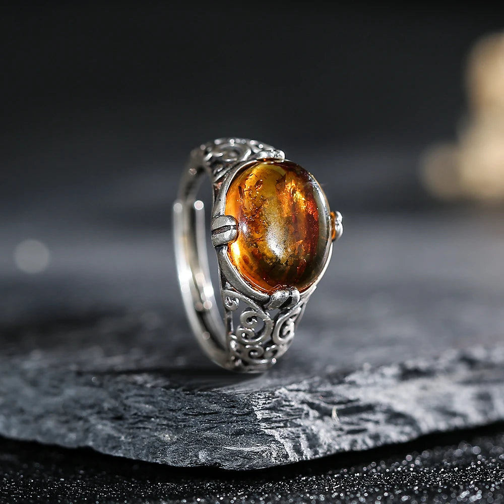 Solstice Ember Amber Gemstone Ring