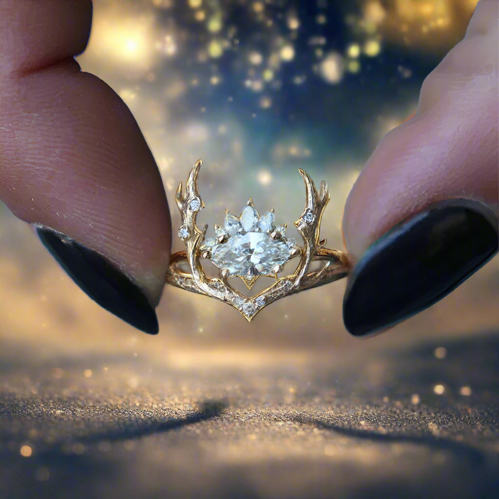 Viking Dainn’s Blessing Stag Horn Norse Ring