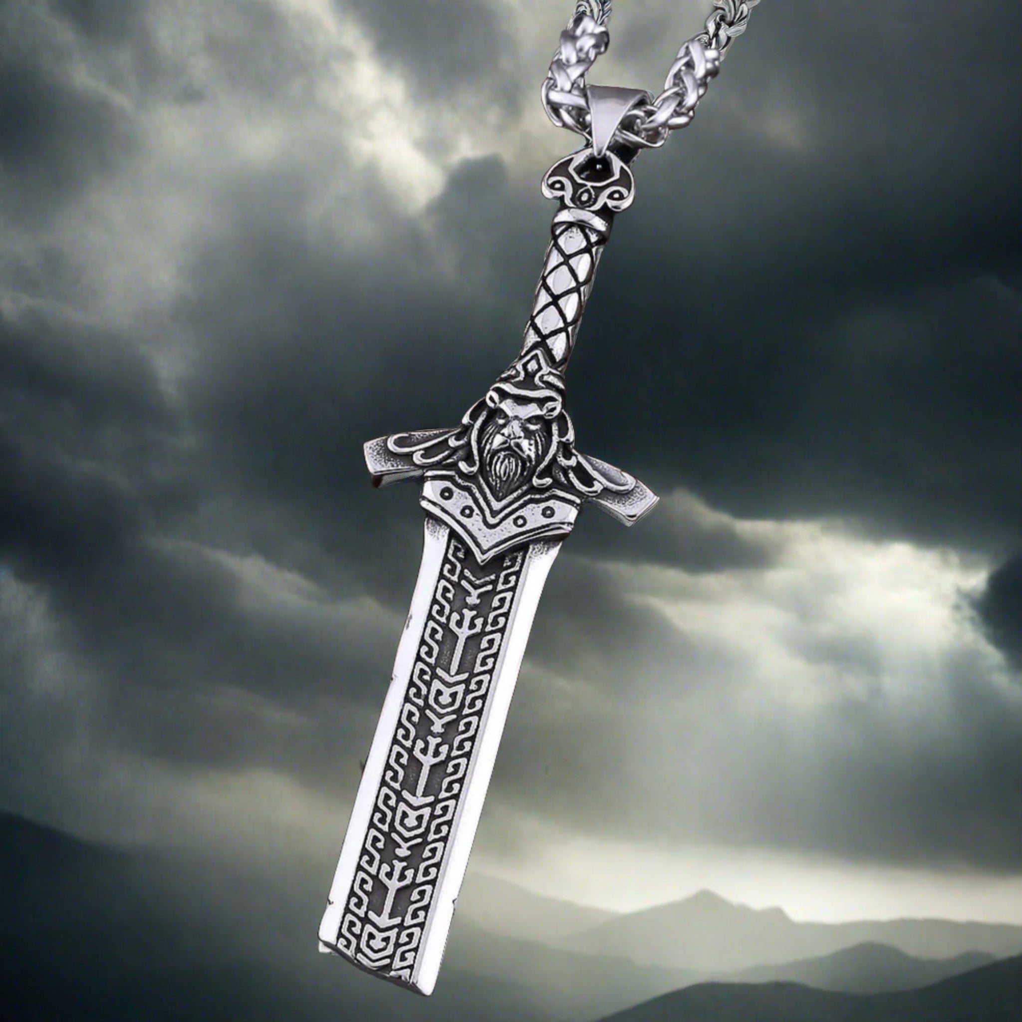 Viking Berserker King Hrólf Sword Necklace