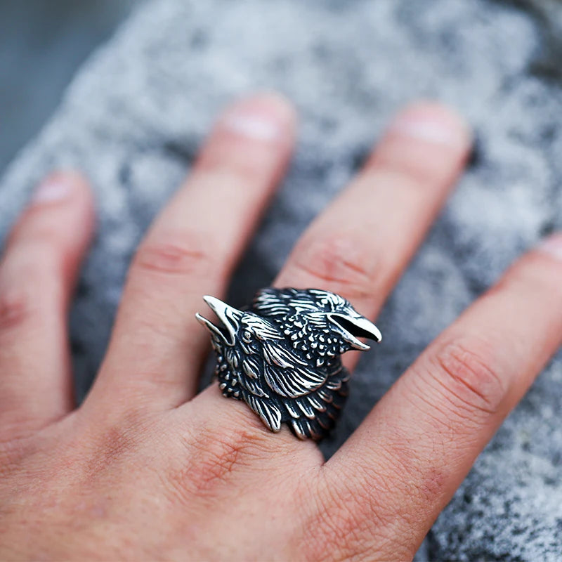 Ravens of Wisdom Stainless Steel Ring