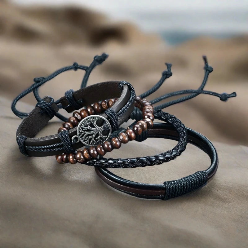 Viking Yggdrasil World Tree Leather Bracelet