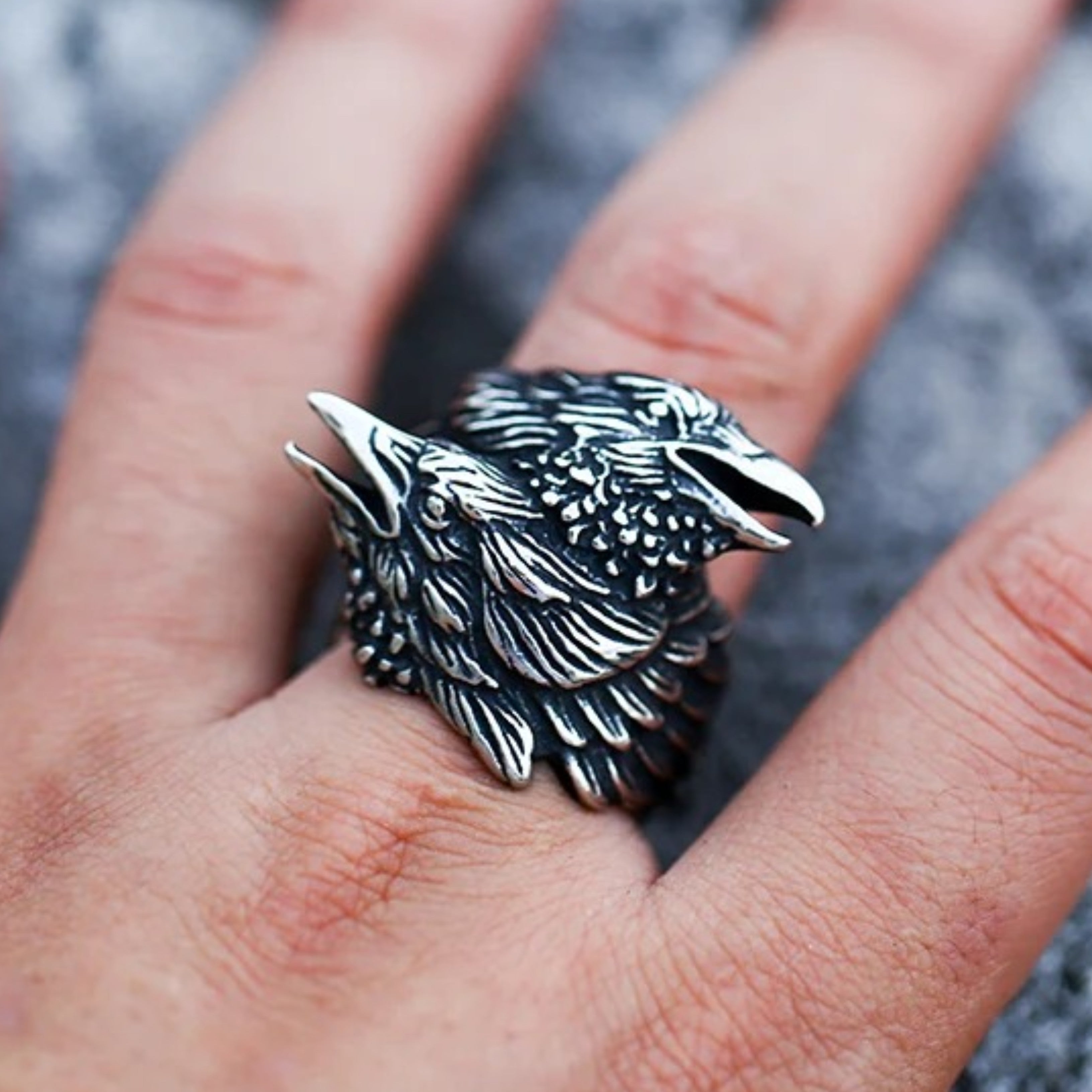 Ravens of Wisdom Stainless Steel Ring