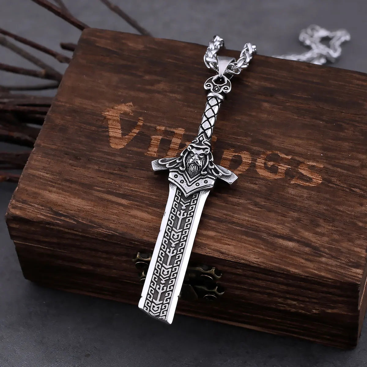 Viking Berserker King Hrólf Sword Necklace