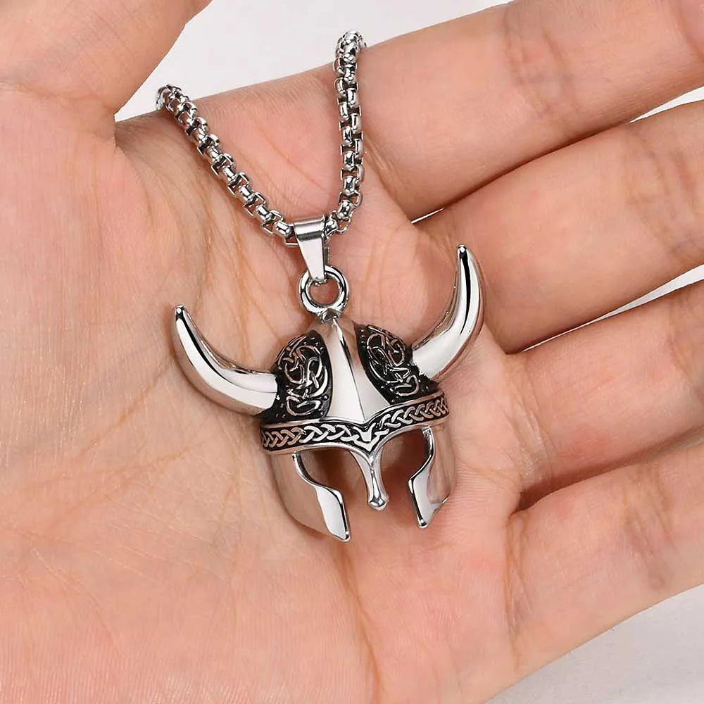 Viking Warrior Horned Helmet Necklace