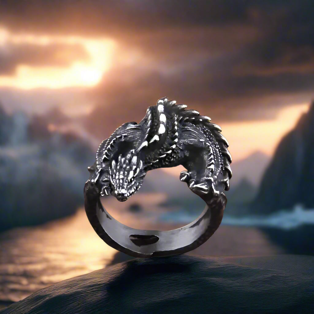 Viking Dragon of the Fjords Norse Ring Stainless Steel