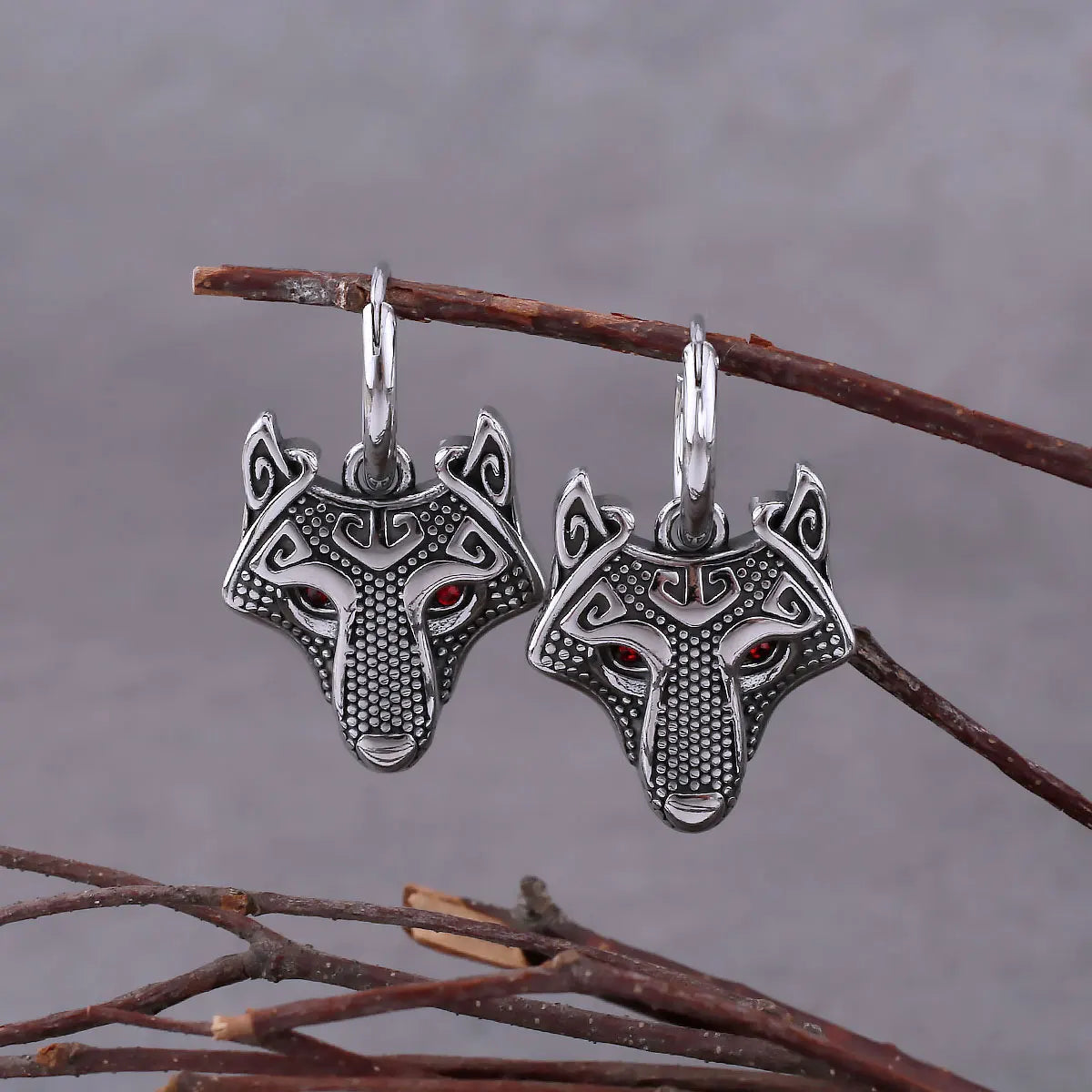 Fury of Fenrir Earrings Stainless Steel