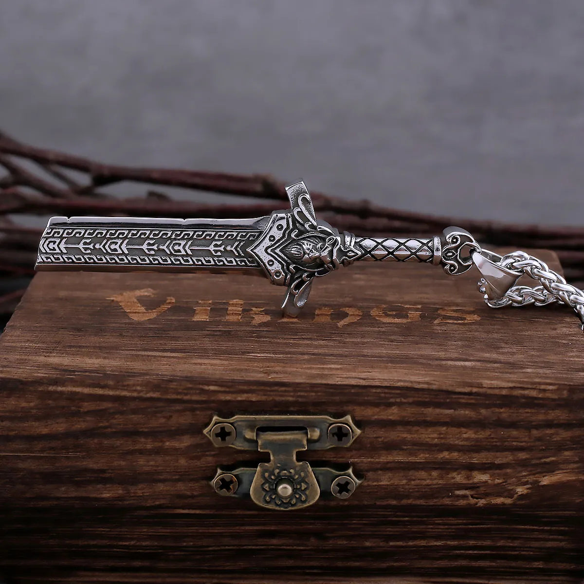 Viking Berserker King Hrólf Sword Necklace