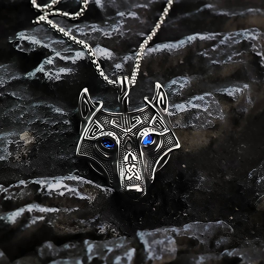 Viking Fenrir Wolf Head Necklace