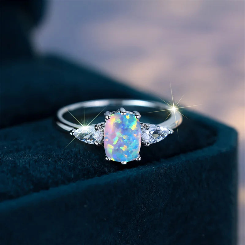 Viking Frozen Flame Fire Opal Norse Ring