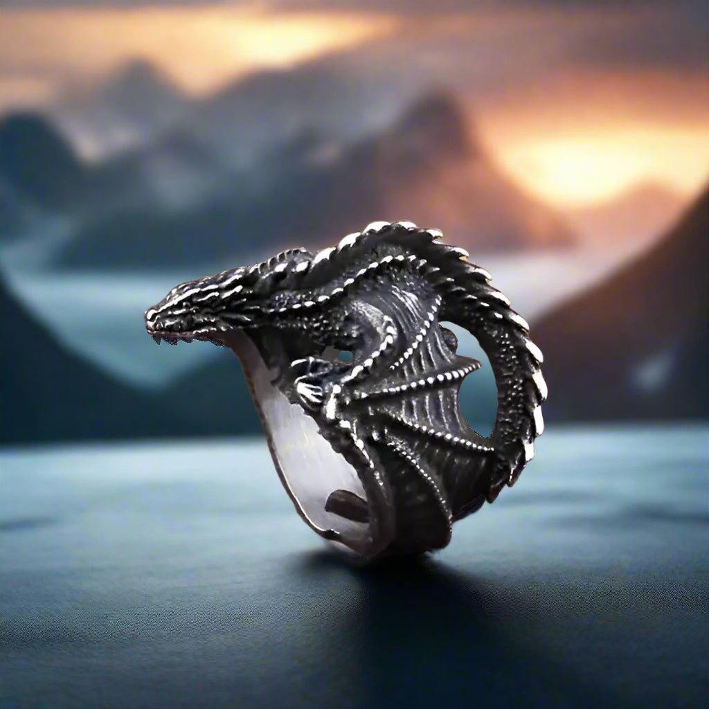 Viking Dragon of the Fjords Norse Ring Stainless Steel