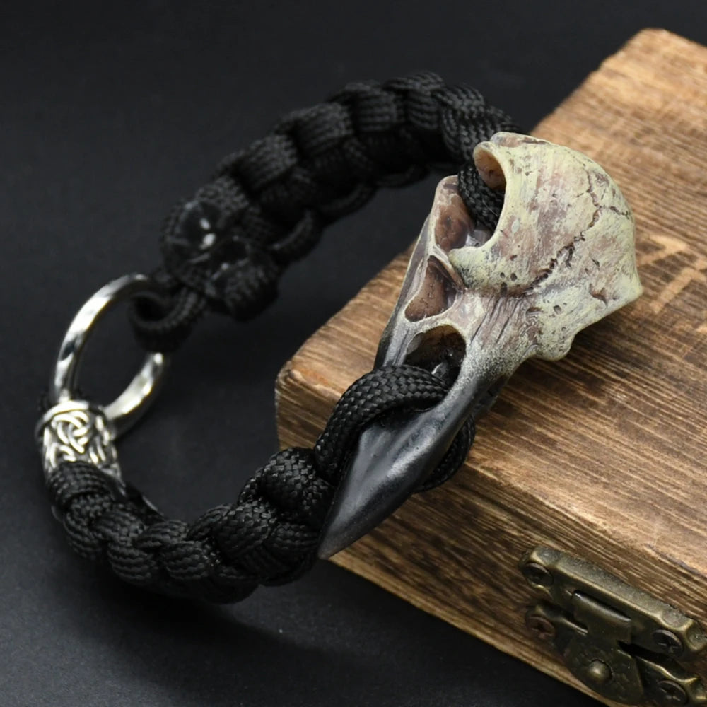 Viking Odins Raven Skull Paracord Bracelet