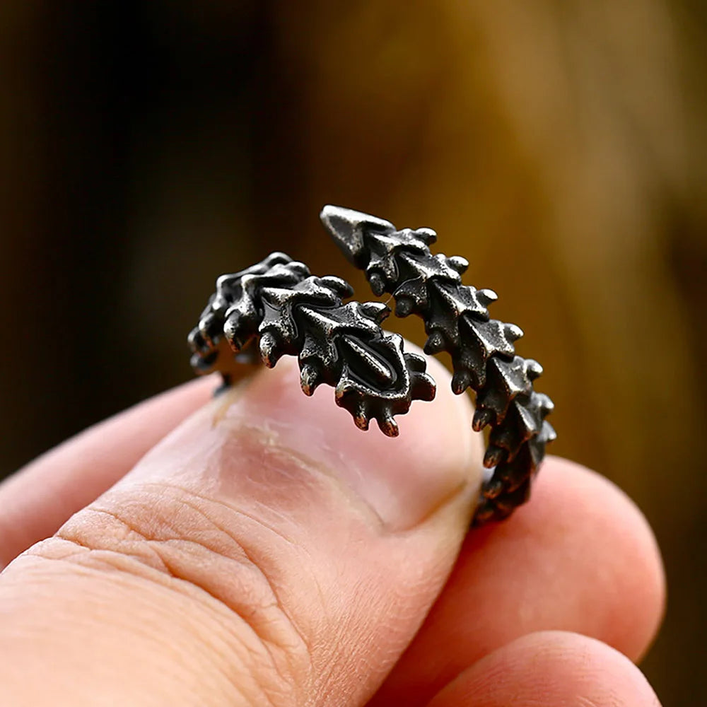 Viking Spine of Jormungandr Stainless Steel Norse Ring