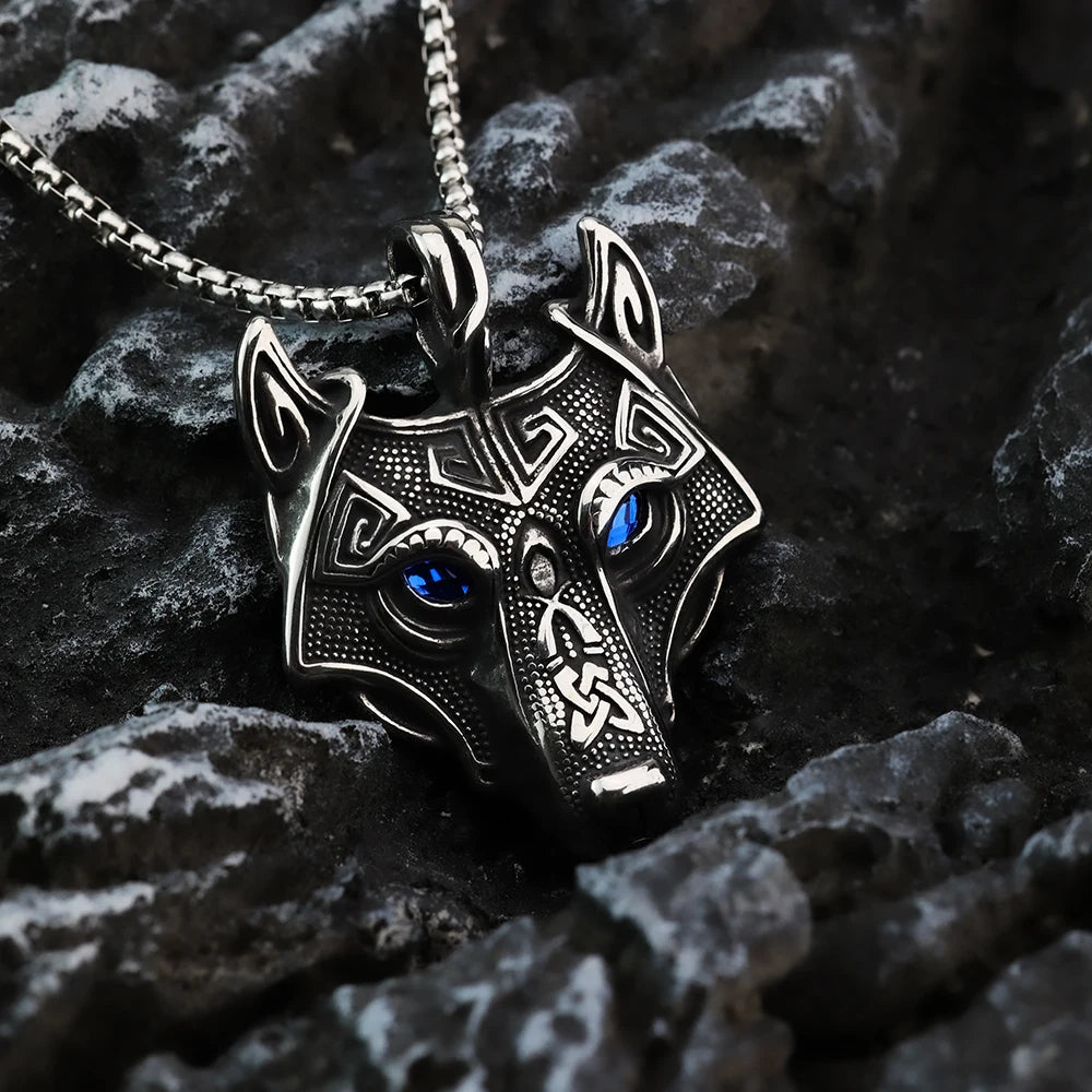 Viking Fenrir Wolf Head Necklace