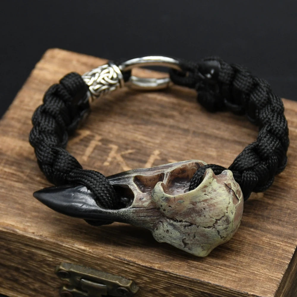 Viking Odins Raven Skull Paracord Bracelet