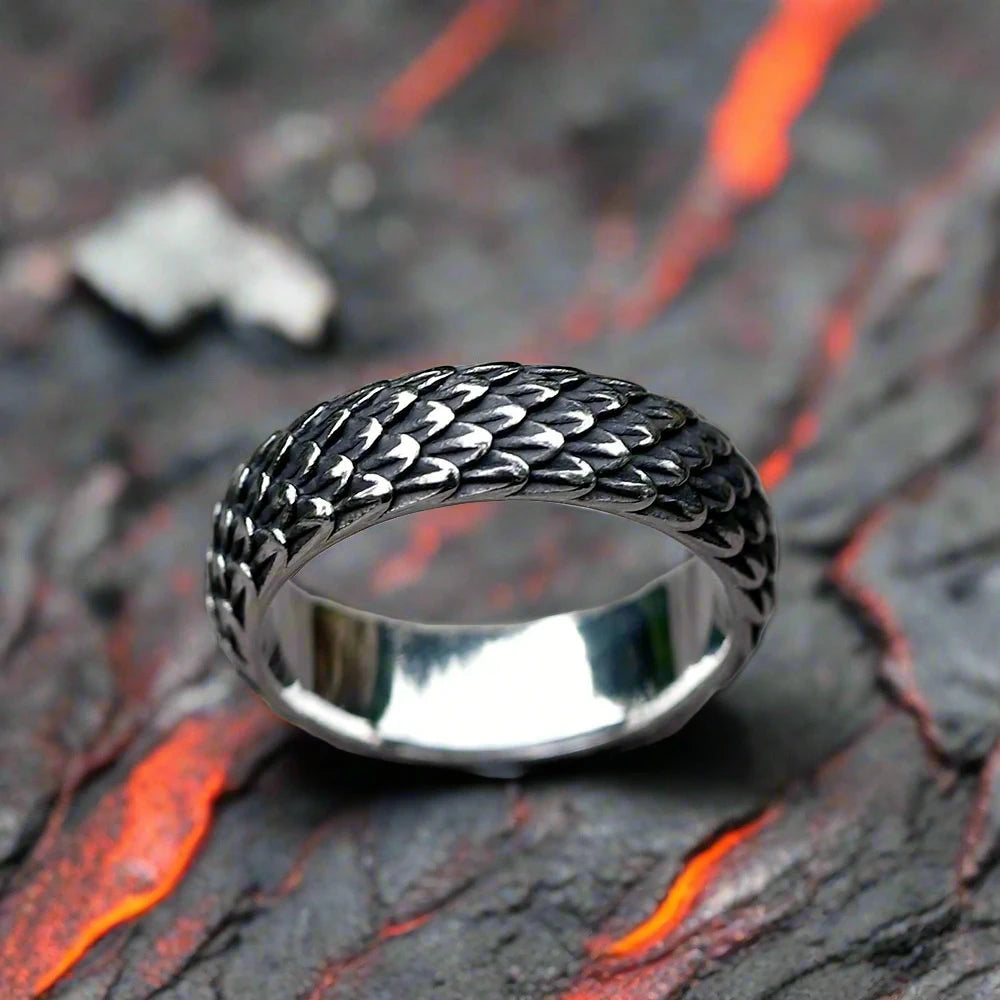 Viking Norse Dragon Scales Ring Stainless Steel