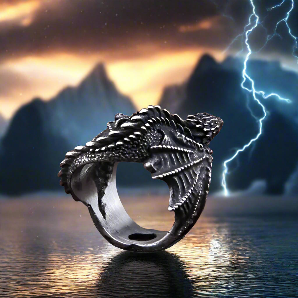 Viking Dragon of the Fjords Norse Ring Stainless Steel