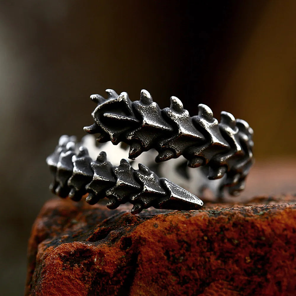 Viking Spine of Jormungandr Stainless Steel Norse Ring