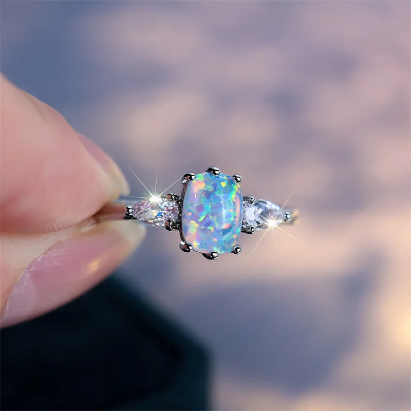 Viking Frozen Flame Fire Opal Norse Ring