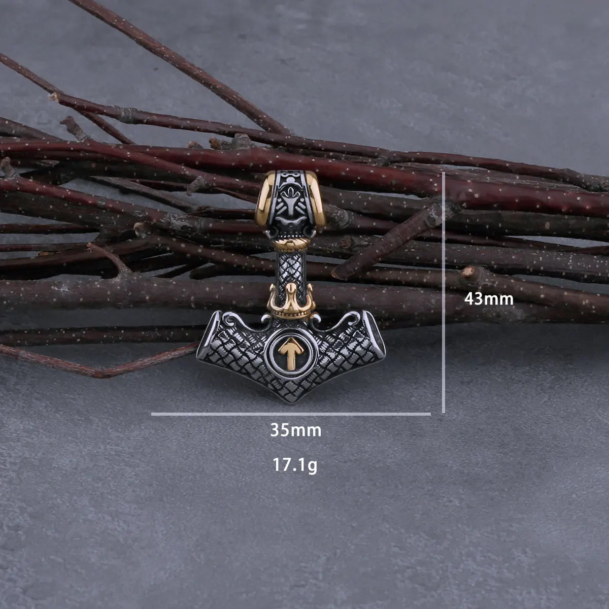 Mjolnir Tiwaz Rune Necklace Stainless Steel