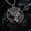 Golden Fury Fenrir Wolf Norse Rune Necklace