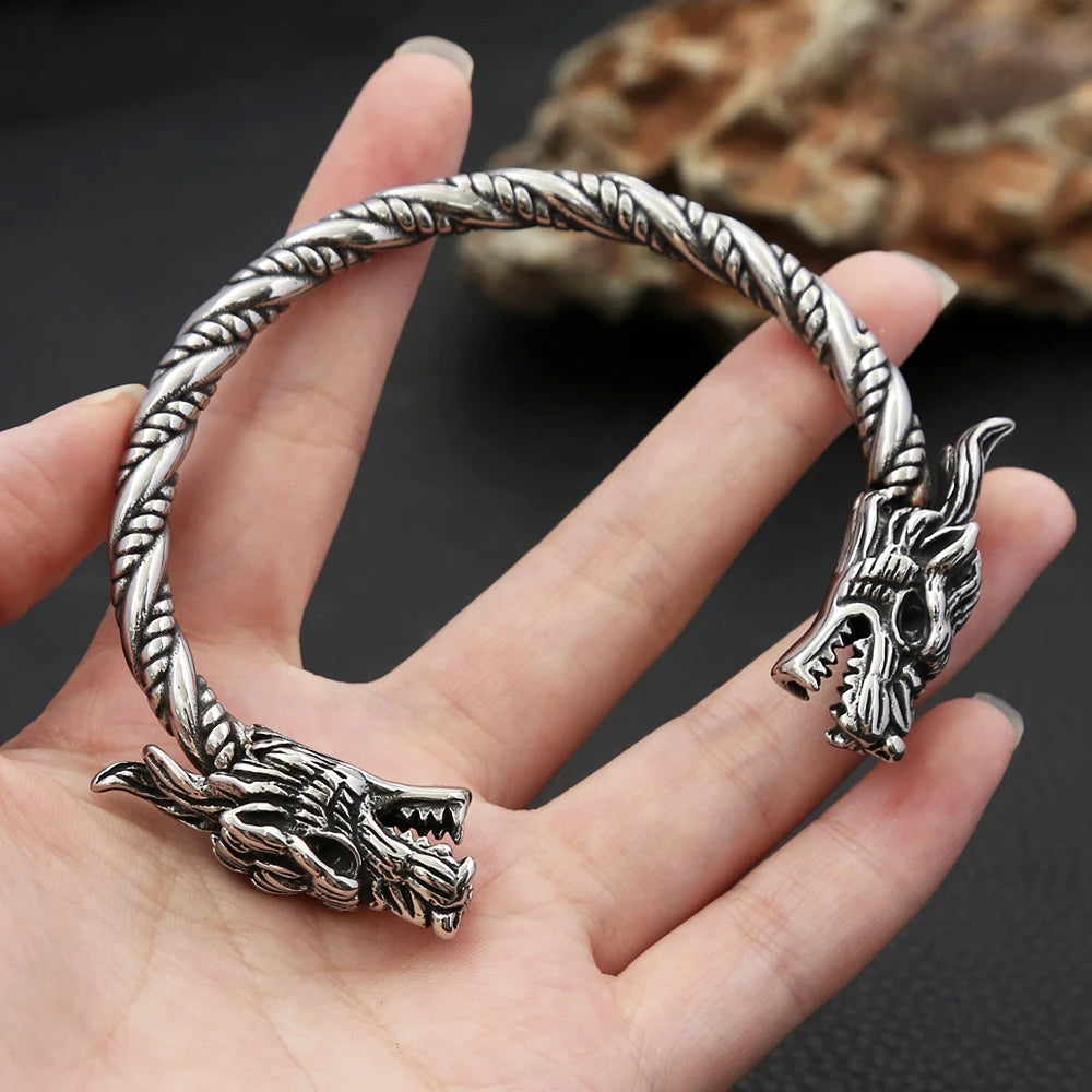 Viking Geri and Freki Wolf Arm Ring Bracelet