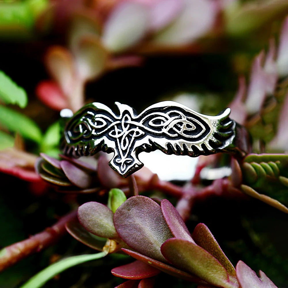 Wings of Fate Norse Raven Ring Stainless Steel