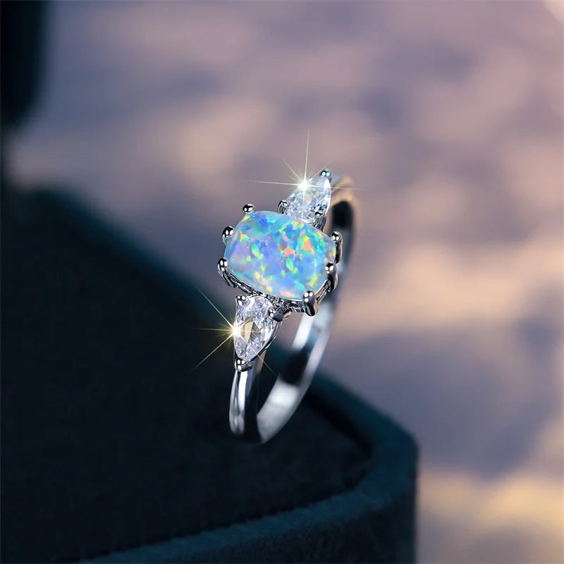 Viking Frozen Flame Fire Opal Norse Ring