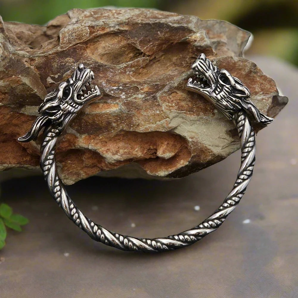 Viking Geri and Freki Wolf Arm Ring Bracelet