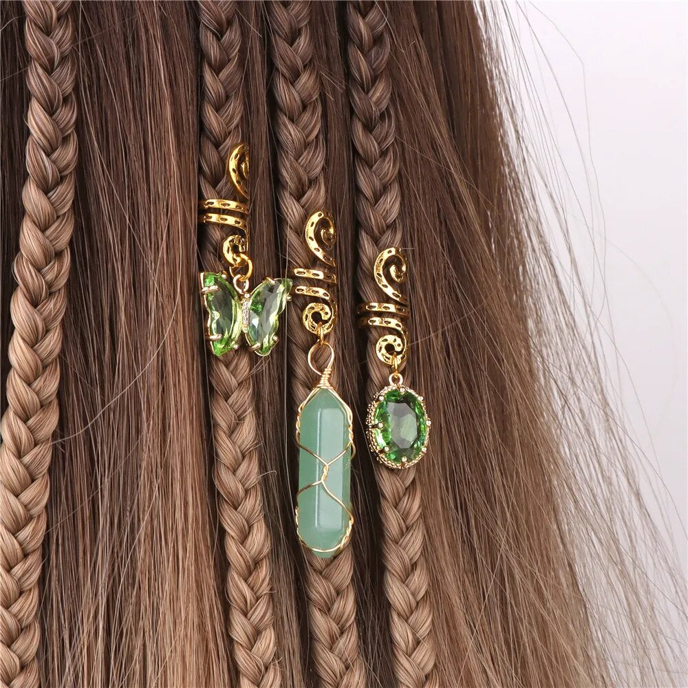 Fjord Faery Gemstone Hair Spiral Charms