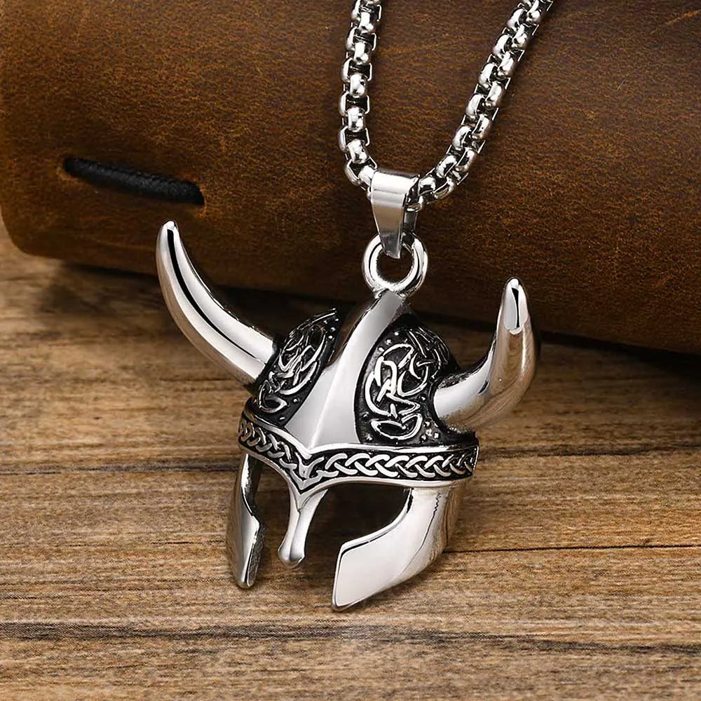 Viking Warrior Horned Helmet Necklace