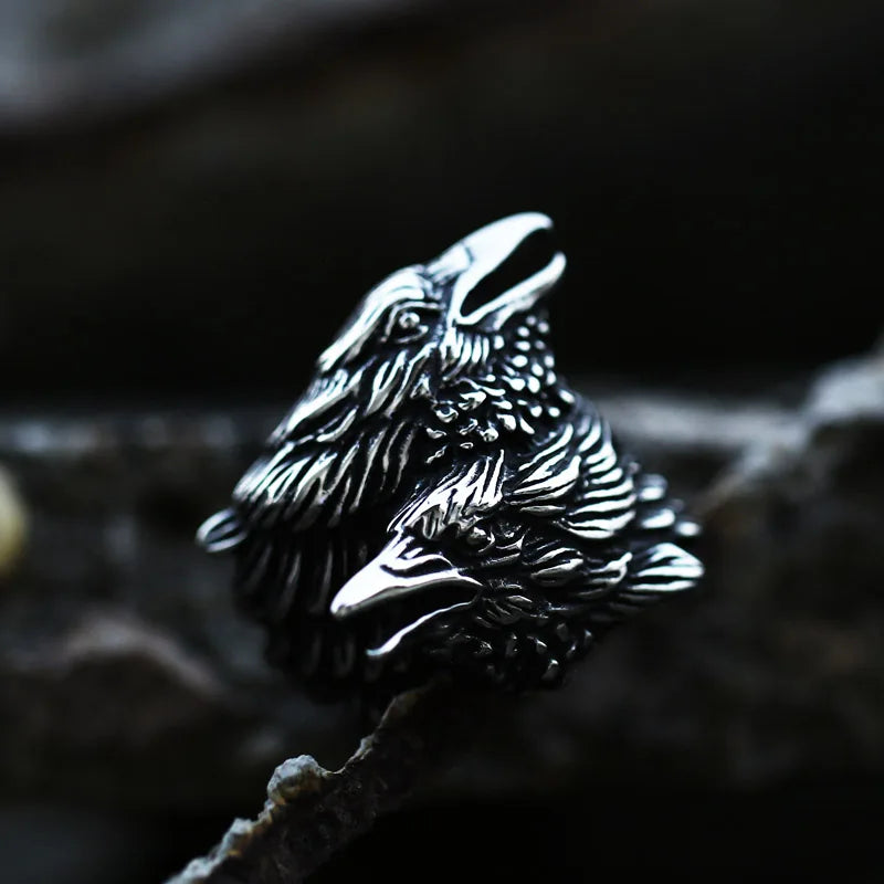 Ravens of Wisdom Stainless Steel Ring