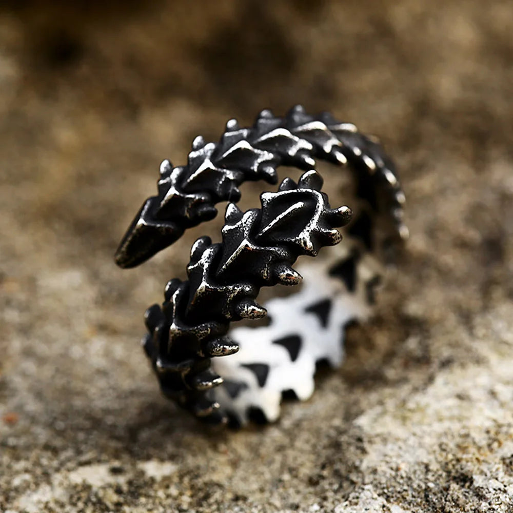 Viking Spine of Jormungandr Stainless Steel Norse Ring