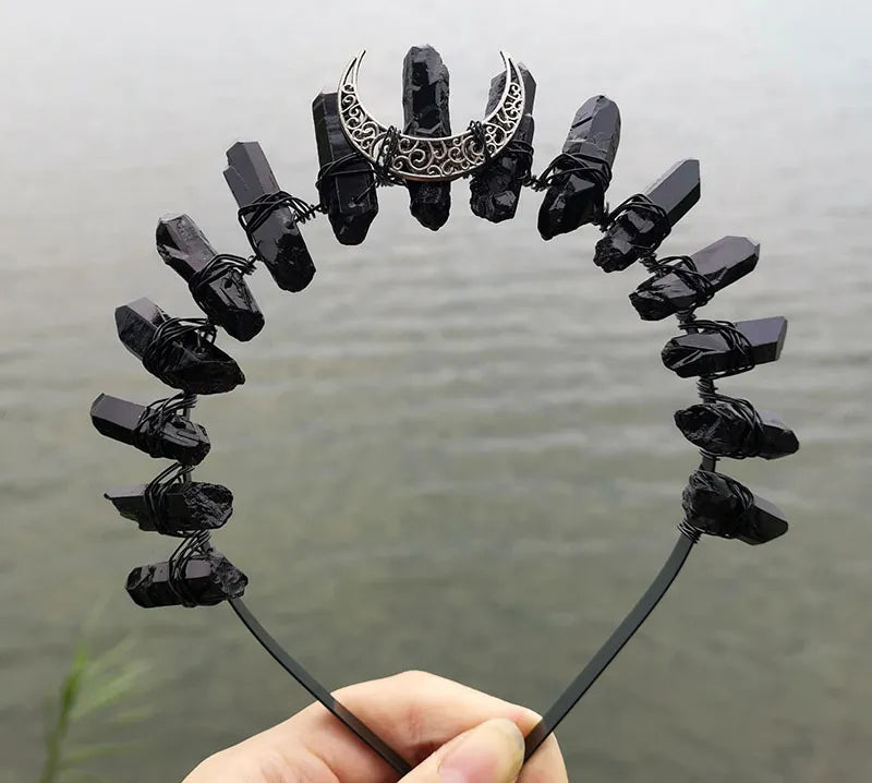 Crown of Raven Tears Raw Quartz Crystal Tiara