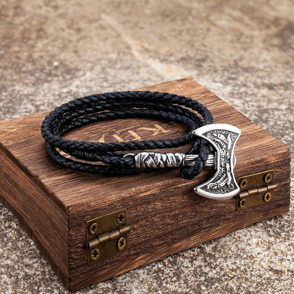 Viking Norse Leather Axe Bracelet