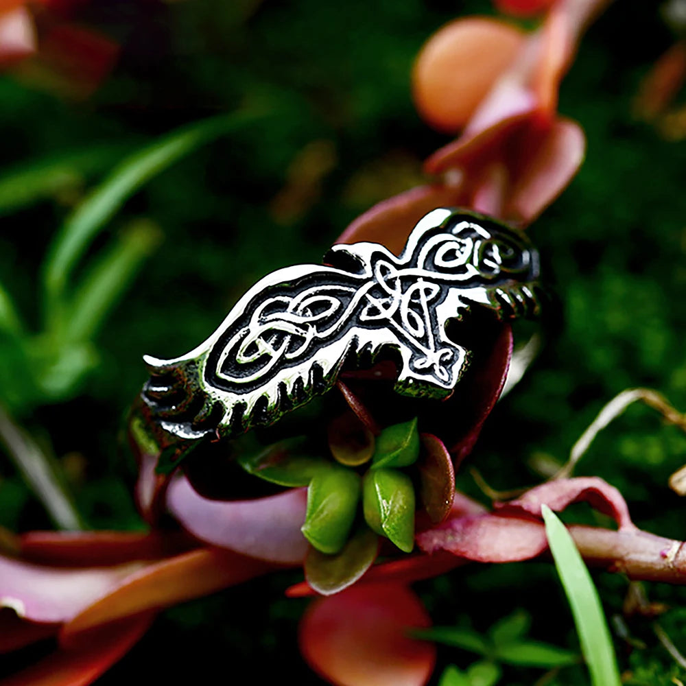 Wings of Fate Norse Raven Ring Stainless Steel