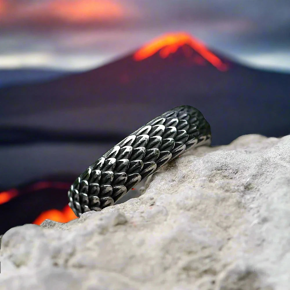 Viking Norse Dragon Scales Ring Stainless Steel