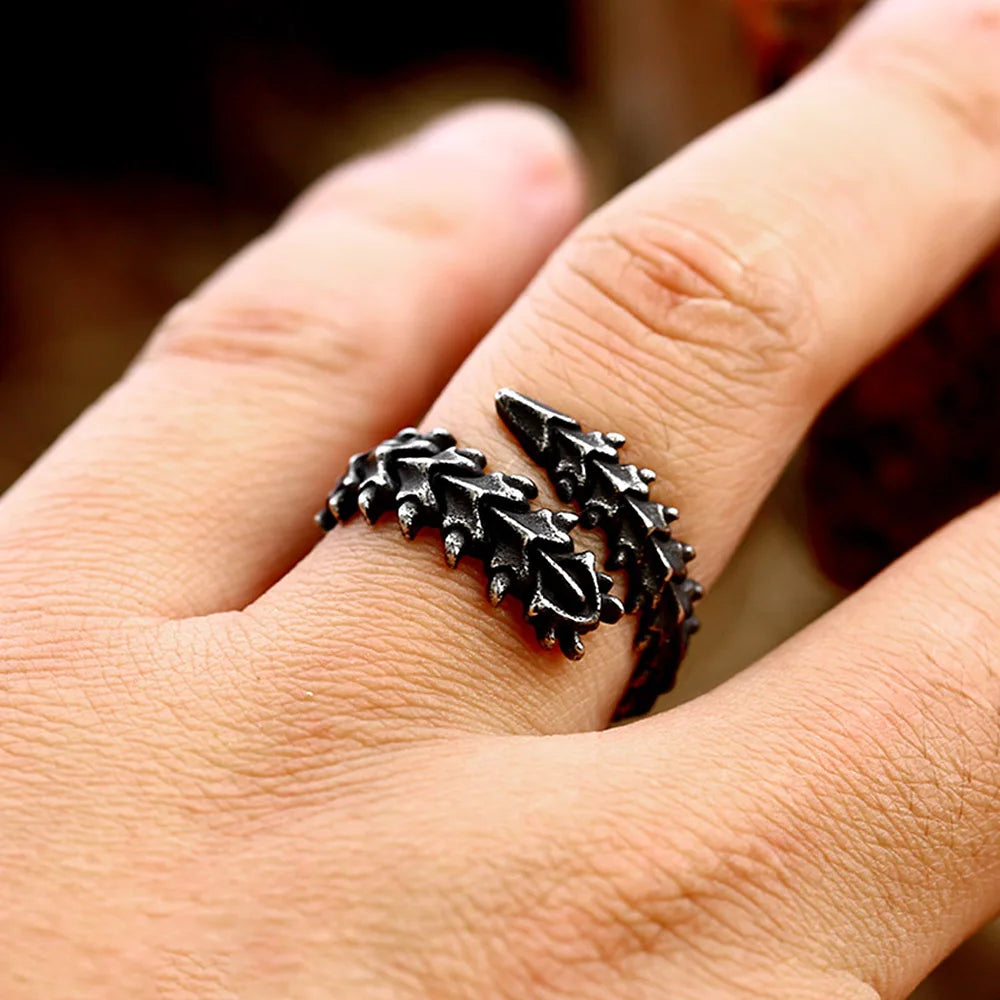 Viking Spine of Jormungandr Stainless Steel Norse Ring