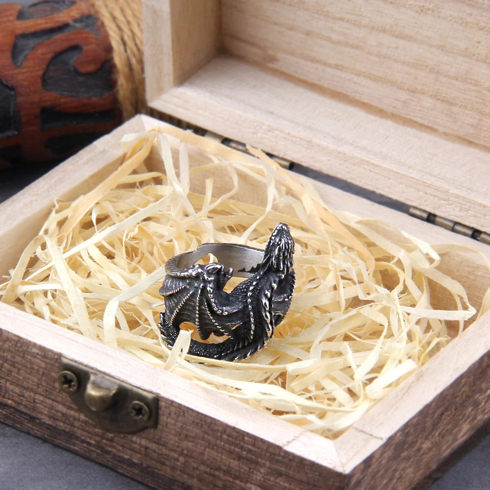 Viking Dragon of the Fjords Norse Ring Stainless Steel