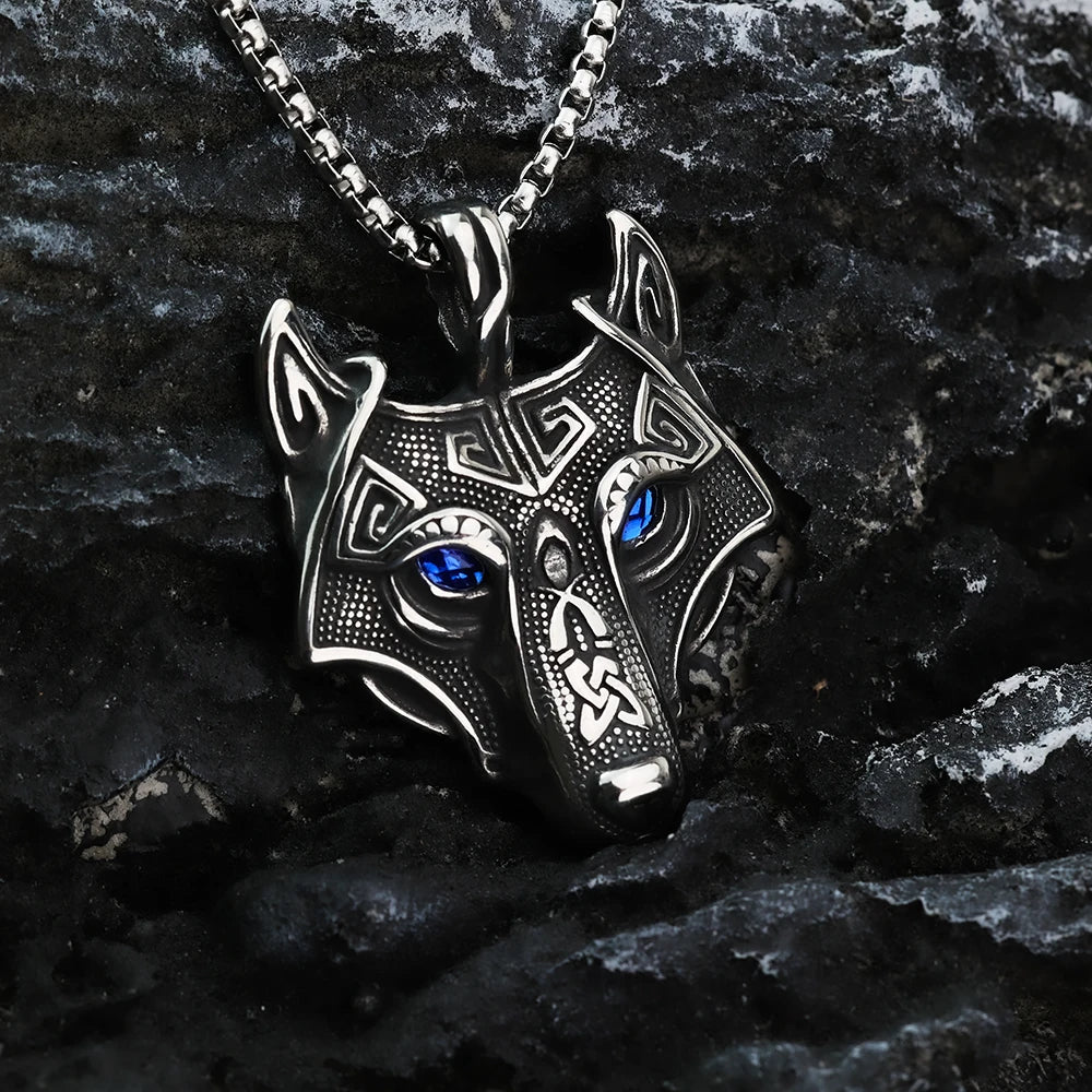 Viking Fenrir Wolf Head Necklace