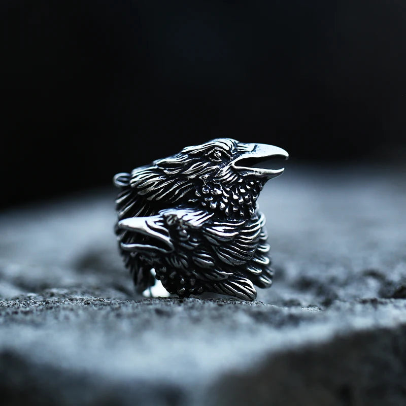 Ravens of Wisdom Stainless Steel Ring