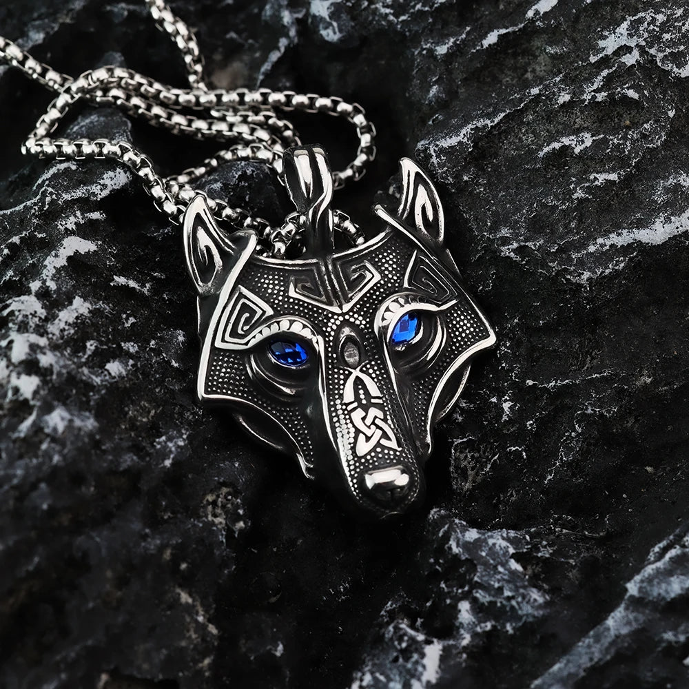 Viking Fenrir Wolf Head Necklace