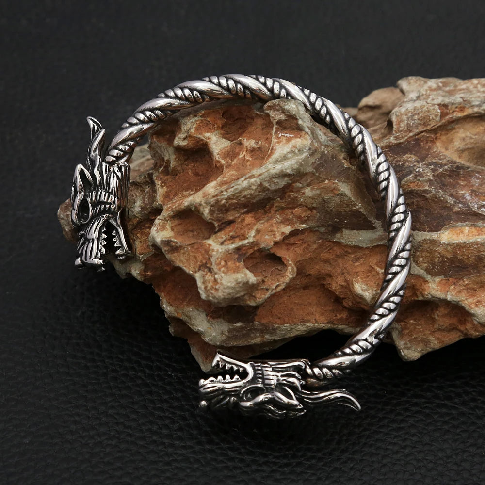 Viking Geri and Freki Wolf Arm Ring Bracelet