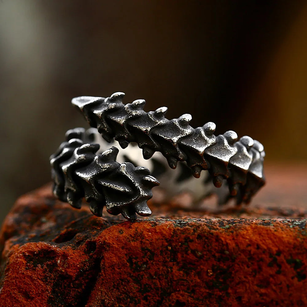 Viking Spine of Jormungandr Stainless Steel Norse Ring